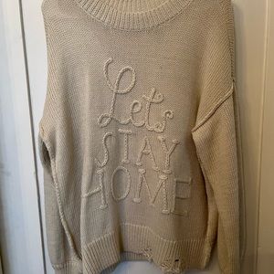 Wildfix knit embroidered sweater “let’s stay home” size s like new